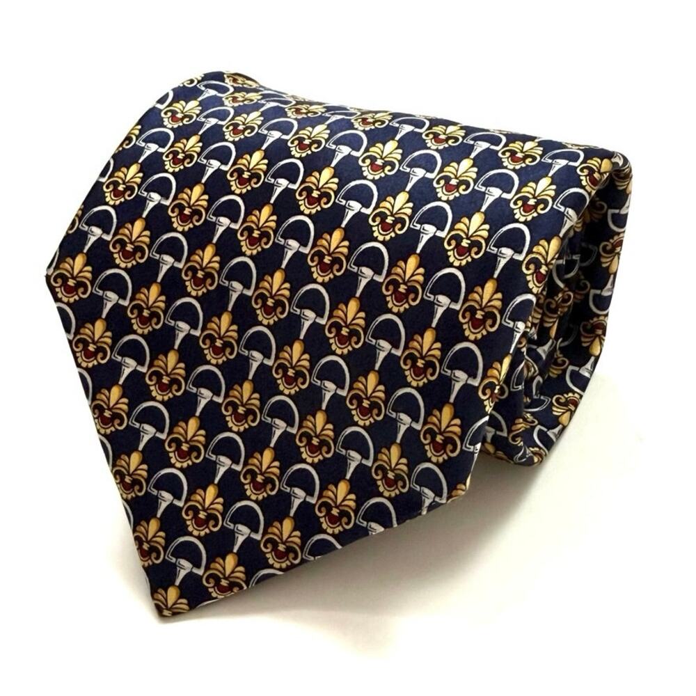 Vintage Paolo Gucci Silk Tie in Horsebit Print